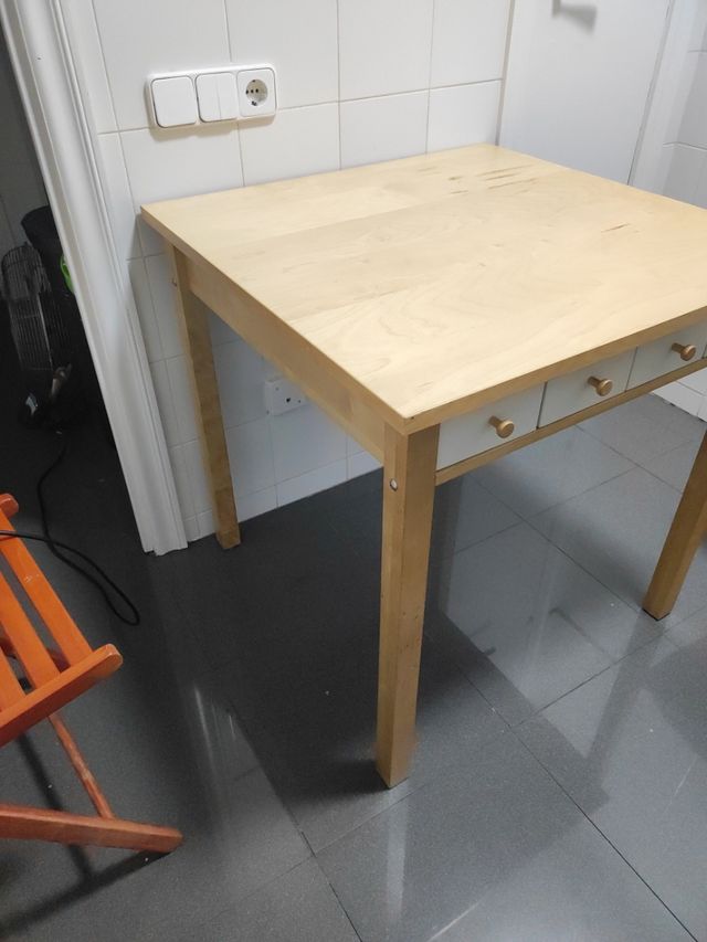 Mesa cocina madera 4 cajones