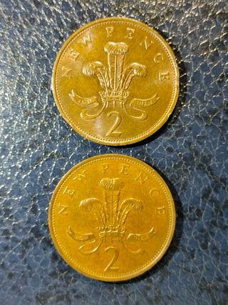 Lote 2 Monedas 2 penique 1975 británicas