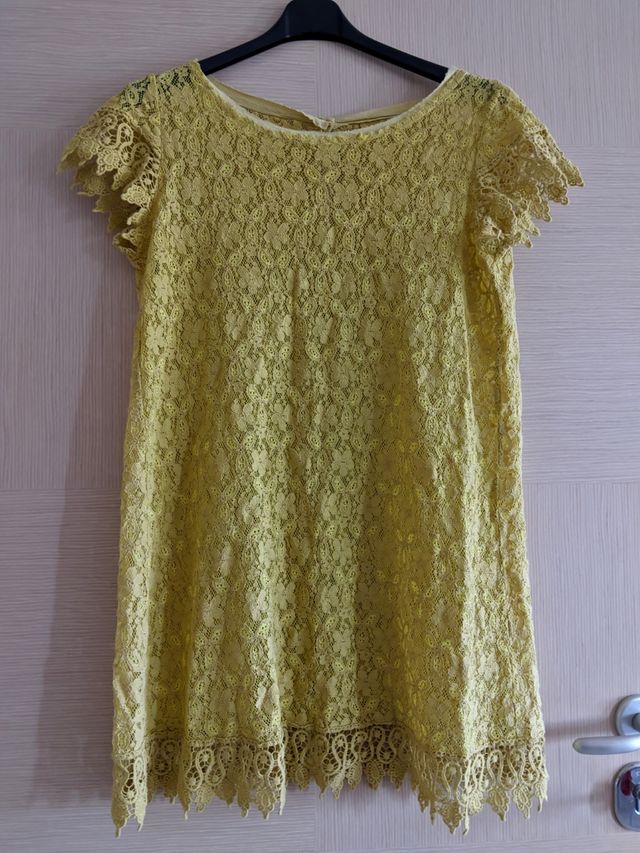Vestito pizzo giallo boho chic