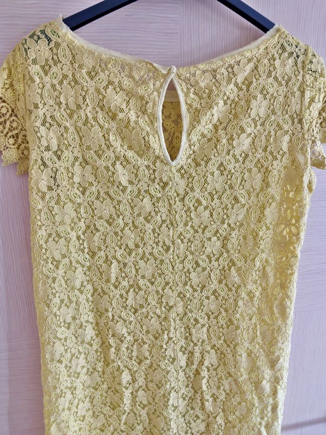 Vestito pizzo giallo boho chic