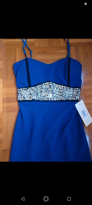 Vestido fiesta azul brillante