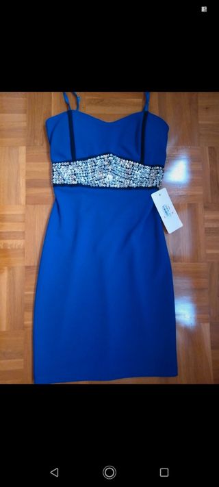 Vestido fiesta azul brillante