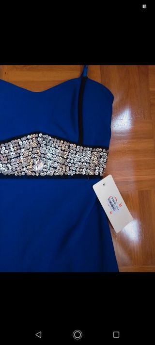 Vestido fiesta azul brillante