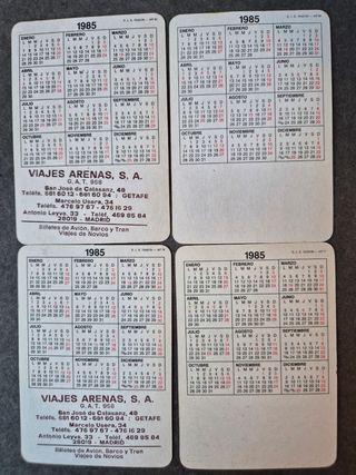 4 Calendarios 1985 Carteles Cine