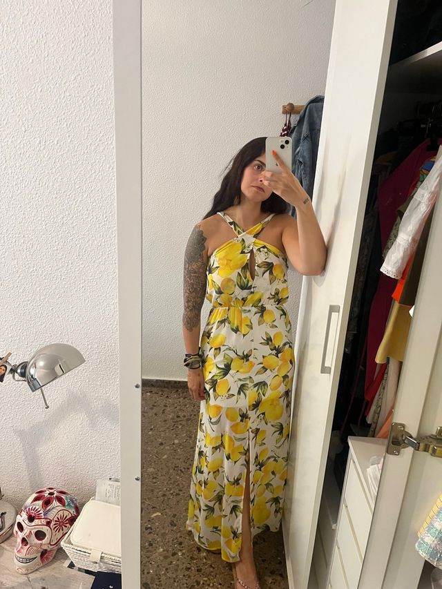 Vestido largo limones amarillos