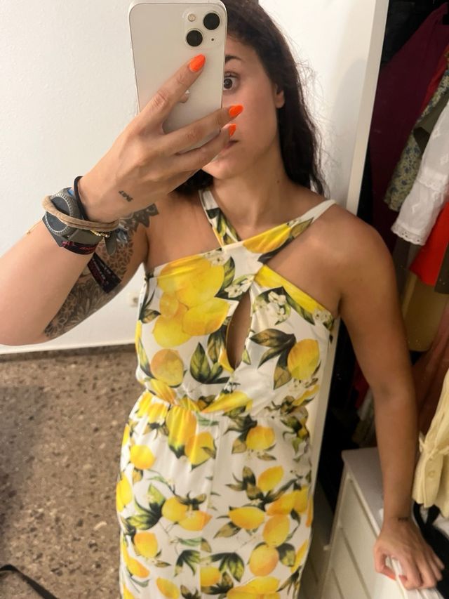 Vestido largo limones amarillos