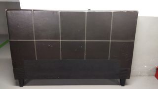 Cabecero cama marrón piel sintética