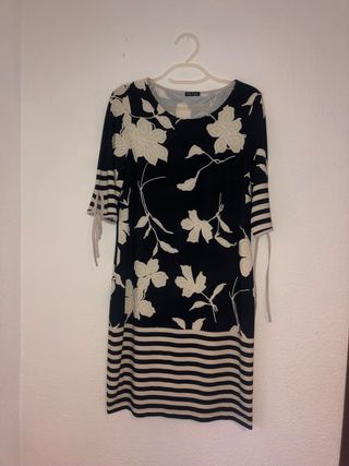 Vestido flores blanco-negro