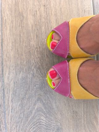 Zapatos plataforma verano | Amarillo y azul