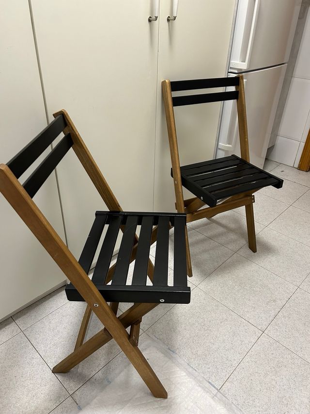 Conjunto mesa y sillas plegables madera terraza