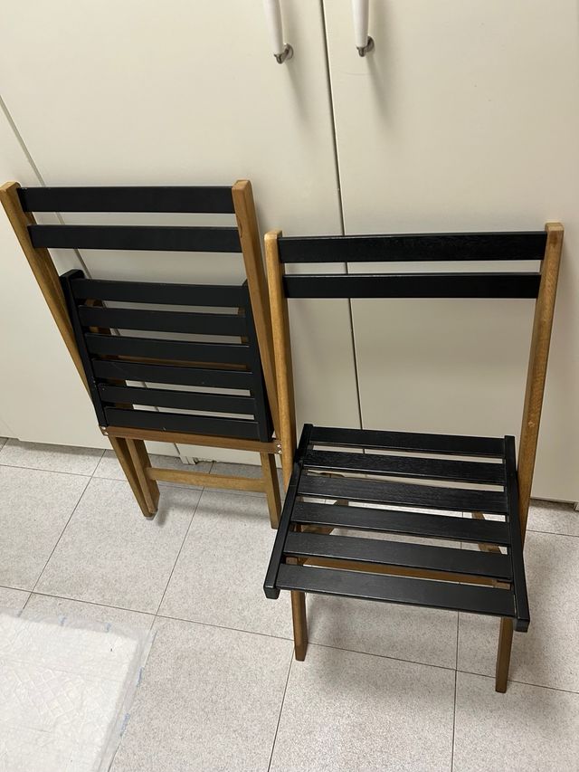 Conjunto mesa y sillas plegables madera terraza