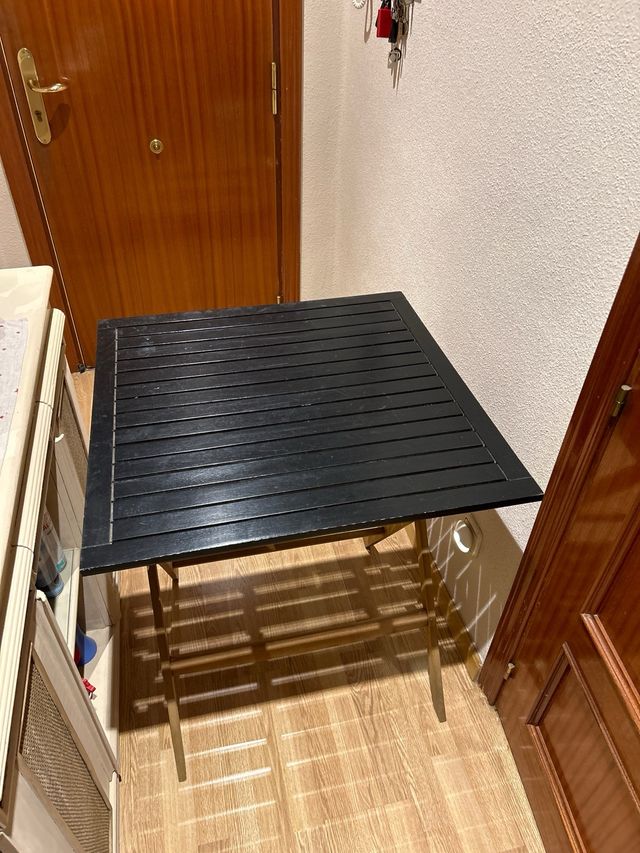 Conjunto mesa y sillas plegables madera terraza