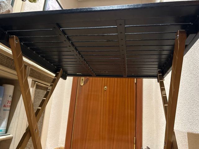 Conjunto mesa y sillas plegables madera terraza