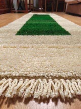 Alfombra rectangular - Verde y beige