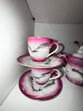 Juego de té chino porcelana rosa