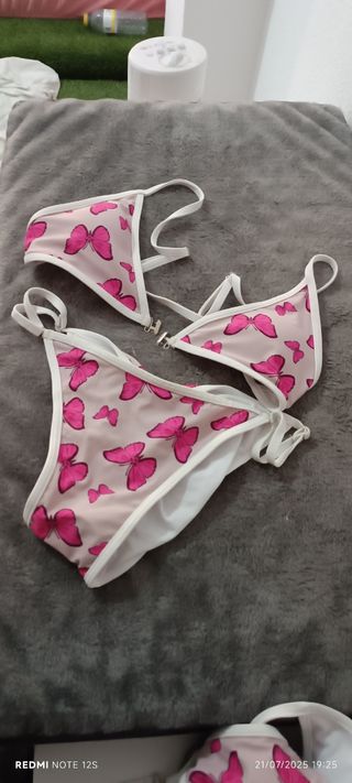 Bikini Mariposas Rosa y Blanco