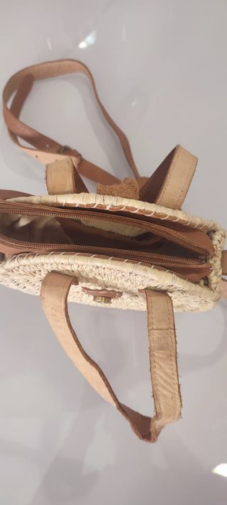 Bolso rafia marrón beige