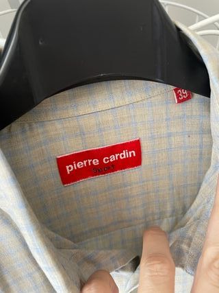 Camisa Pierre Cardin M Beige-Azul