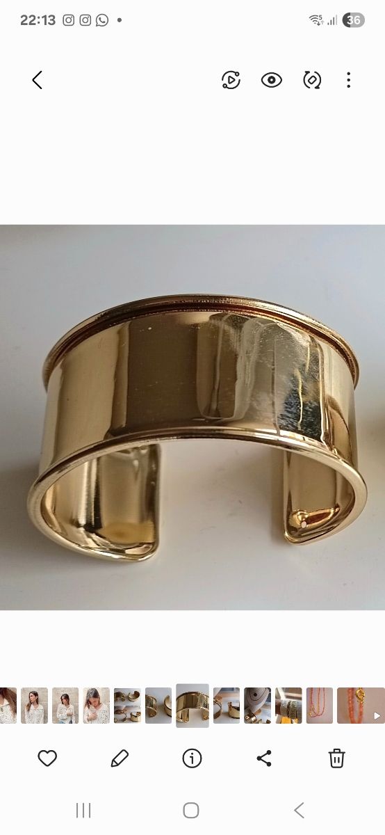 Brazalete rígido dorado | Pulsera ancha