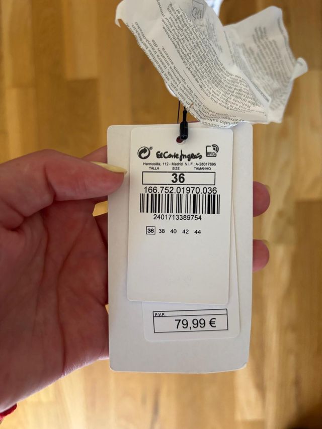 Vestido lunares blanco & azul marino. Corte Inglés