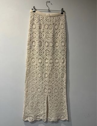 Falda larga croché beige
