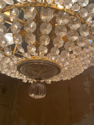 Lampara Cristal Dorada Vintage