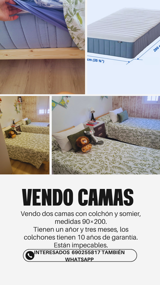 2 camas 90x200 + colchones