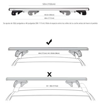 Barras portaequipajes aluminio. baúl coche