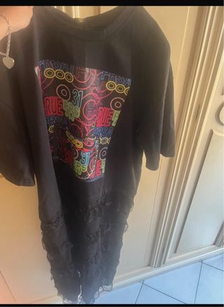 Vestito lungo nero con pizzo