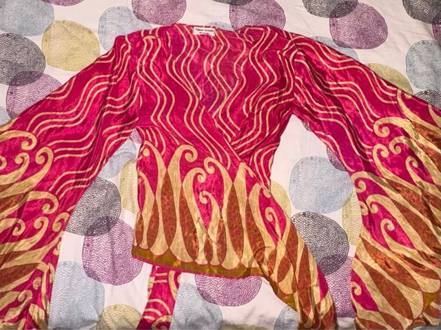 Blusa seda dorada y rosa