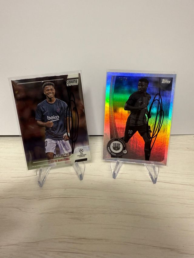 2 Cromos Ansu Fati Firmados FC Barcelona