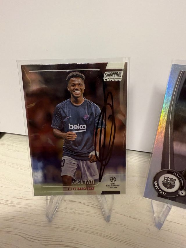 2 Cromos Ansu Fati Firmados FC Barcelona