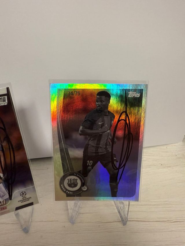 2 Cromos Ansu Fati Firmados FC Barcelona