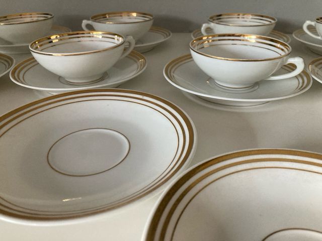 🇫🇷 Conjunto de Café Limoges Gold 10 serviços