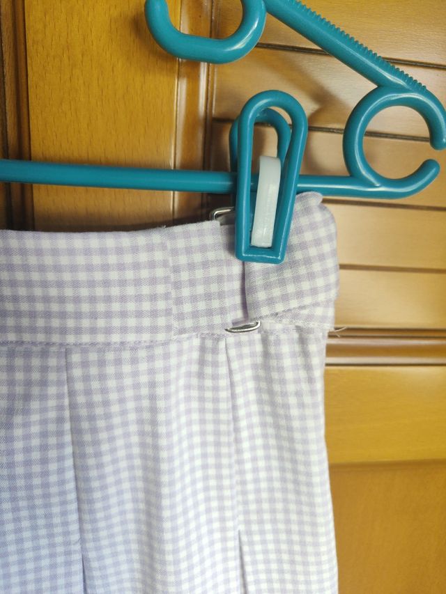 Minifalda vichy morada-blanca