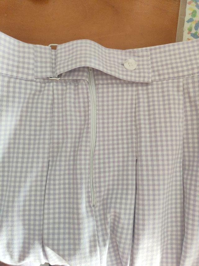 Minifalda vichy morada-blanca