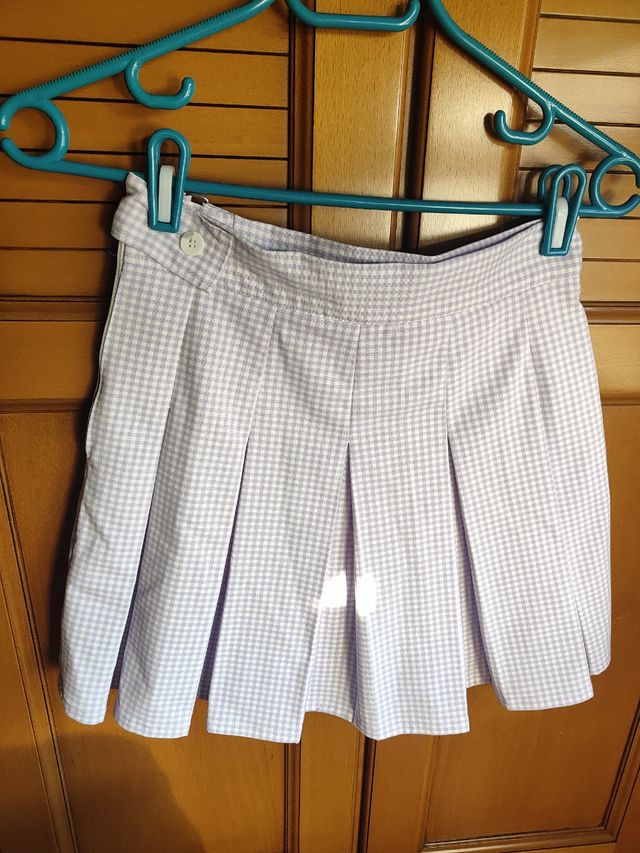 Minifalda vichy morada-blanca