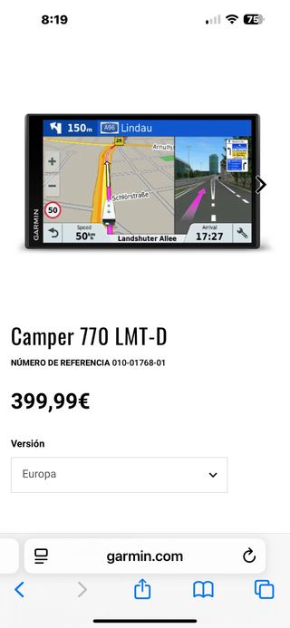 Garmin Camper 770 LMT-D GPS autocaravana 