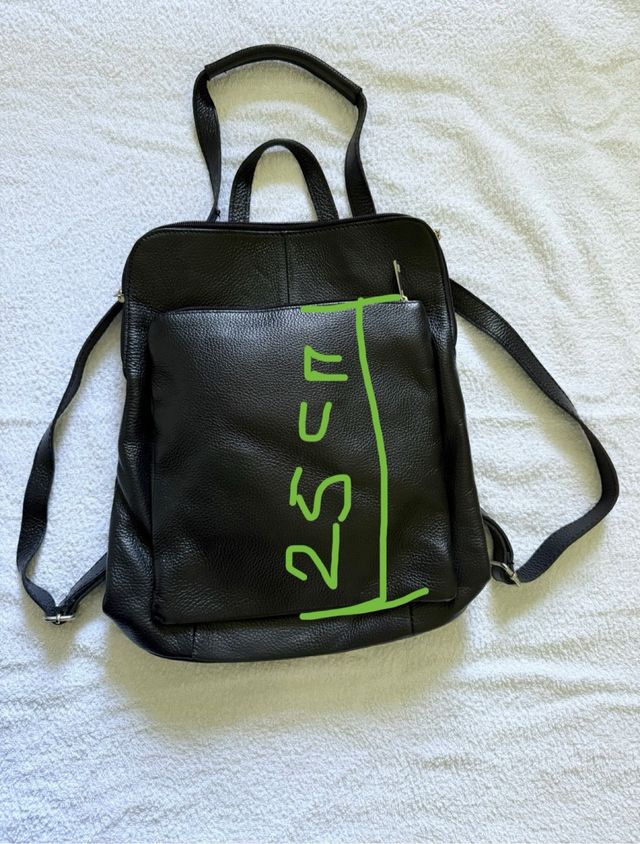 Borsa -zaino in pelle nera - 