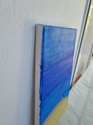 Quadro acrilico minimalista | Spiaggia con barca a vela