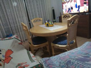 Mesa Comedor + 4 Sillas Rattan