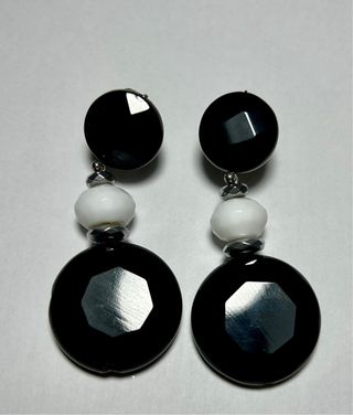 Pendientes largos bicolor plata