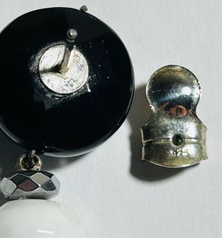 Pendientes largos bicolor plata