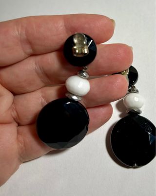 Pendientes largos bicolor plata