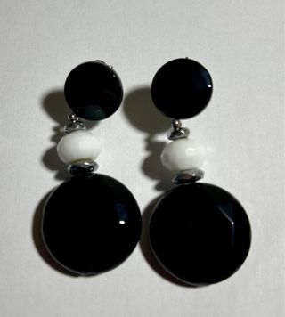 Pendientes largos bicolor plata