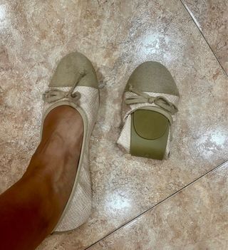 Bailarinas plegables beige, talla 39