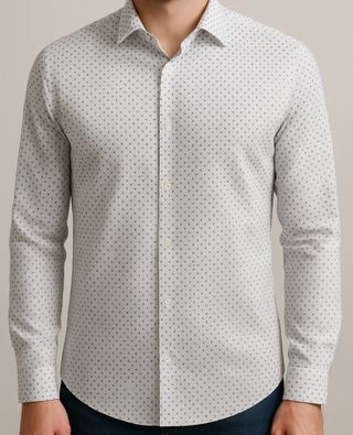 Camisa caballero - blanca con motivos 