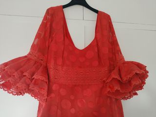 Traje Flamenca color coral 

