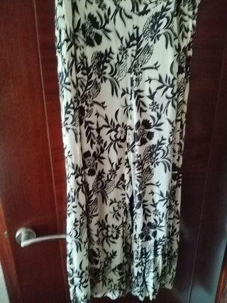 Pantalón Culotte Mango M - Beige/Negro