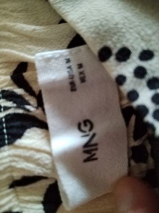 Pantalón Culotte Mango M - Beige/Negro